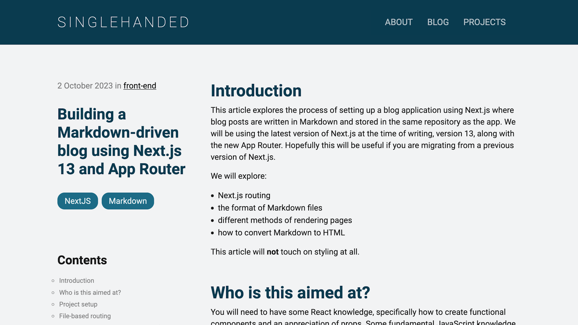 Singlehanded website screenshot
